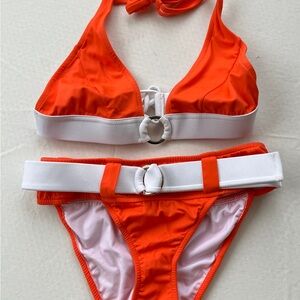 Orange and White Bikini Set. Retro Bond Girl inspired.